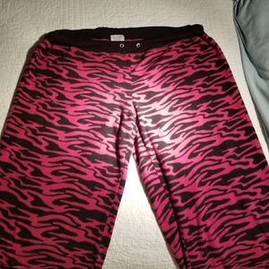 Fuzzy pink tiger stripe pajama pants
